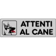 Targa Segnaletica Attenti Al Cane Adesiva 5x15 Colore Silver Targhetta Ufficio 1