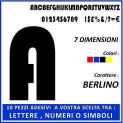 10 Pezzi Tra Numeri Lettere E Simboli Adesivi Serie Berlino In Plastica Semilucida 1