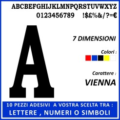 10 Pz Tra Numeri Lettere E Simboli Adesivi Serie Vienna In Pvc Semilucida 1