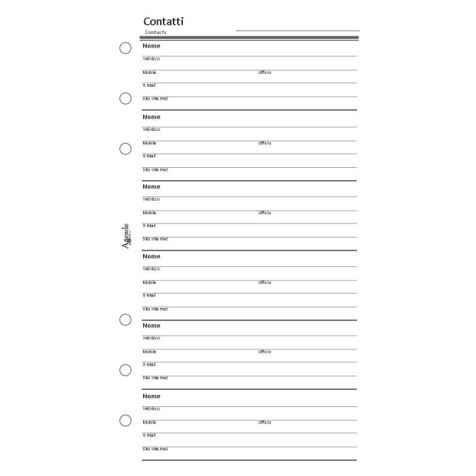 Ricambio agenda organizer contatti rubrica 9,5x17cm 6fori 50fogli bianco 2