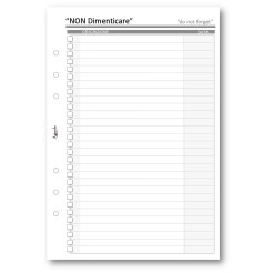 Ricambio agenda organizer non dimenticare 15x21cm A5 6fori 30pz 30fogli bianco 1 2