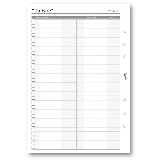 Ricambio agenda organizer da fare 15x21cm A5 6fori 30pz 30fogli bianco 3