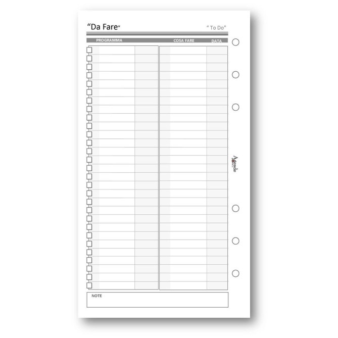 Ricambio agenda organizer da fare 9,5x17cm 6fori 50fogli bianco 2