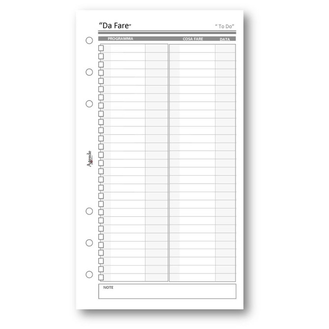 Ricambio agenda organizer da fare 9,5x17cm 6fori 50fogli bianco 3