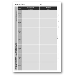 Ricambio agenda organizer piano alimentare dieta 15x21cm A5 6fori 30pz 30fogli 1 2