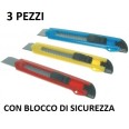 Cutter Taglierino In Plastica Lama 18 Mm Cutter Tagliacarte 3 Pezzi Con Blocco Sicurezza 1
