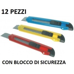 Cutter Taglierino In Plastica Lama 18 Mm Cutter Tagliacarte 12 Pezzi Con Blocco Sicurezza 2 2