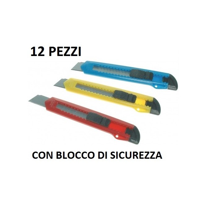 Cutter Taglierino In Plastica Lama 18 Mm Cutter Tagliacarte 12 Pezzi Con Blocco Sicurezza 1