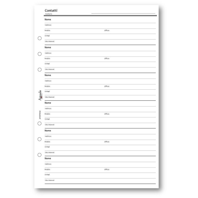 Ricambio agenda organizer rubrica 15x21cm A5 6fori 30pz 30fogli bianco 3