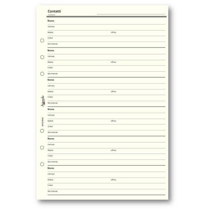 Ricambio agenda organizer rubrica 15x21cm A5 6fori 30pz 30fogli avorio 2