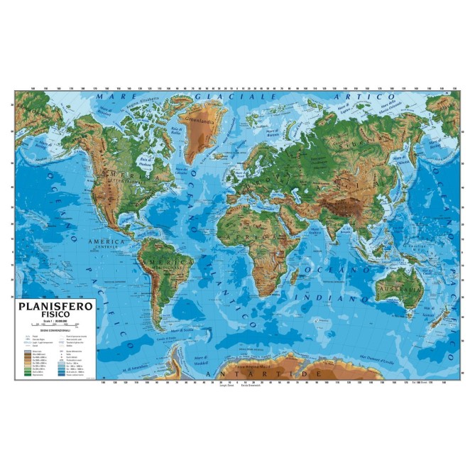 Carta Geografica Murale Planisfero Mondo 100x140 Scolastica Bifacciale Fisica E Politica 1 30.000.000 1