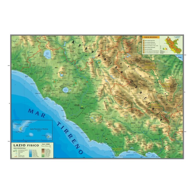 Carta Geografica Murale Regionale Lazio 100x140 Bifacciale Fisica E Politica 2