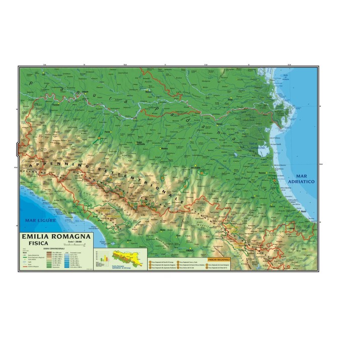 Carta Geografica Murale Regionale Emilia Romagna 100x140 Bifacciale Fisica E Politica 1