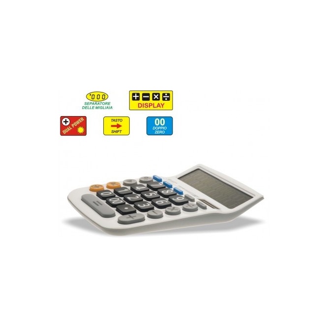 Calcolatrice Da Tavolo 12 Cifre Granditasti Big Bianca Con Tasti Morbidi E Funzione Memoria 2
