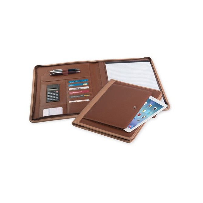Portablocco Cartella Sottobraccio Con Porta Tablet In Ecopelle Wien Con Cerniera 28x35 Blu 2