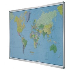 Carta Geografica Planisfero Su Pannello Magnetico 100x140 Con Cornice In Alluminio 1 2
