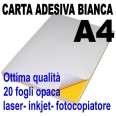 Etichette Adesive Bianche A4 Opaca 20 Fogli 21x30,7 Stampanti Laser Inkjet Fotocopiatrice 1