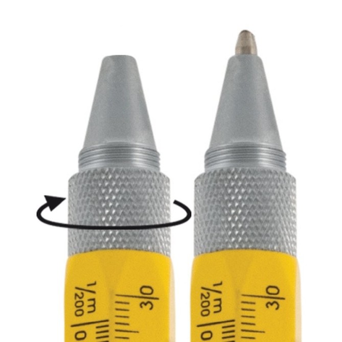 Penna 9 Funzioni In Metallo A Sfera Con Touch Livella Cacciavite E Vari Righelli Colore Giallo 4