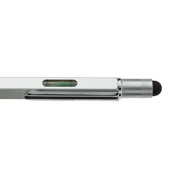 Penna 9 Funzioni In Metallo A Sfera Con Touch Livella Cacciavite E Vari Righelli Colore Silver 3