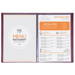 Porta Menù In Ecopelle Bistrot A 2 Ante E 8 Tasche 23x32 Bordeaux Per Ristoranti E Pub 1 2