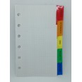 Ricambio agenda organizer alette divisori plastificato 7x12cm 6fori 5pz 5fogli 1