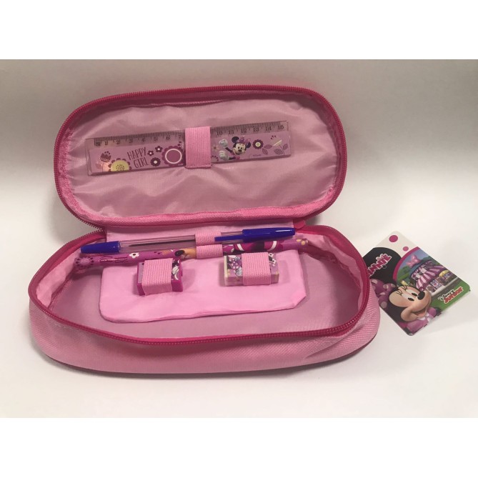 Minnie Happy Girl Astuccio Portapenne Ovale Con Cerniera Fucsia 2