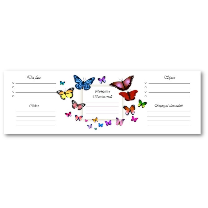 Planning settimanale perpetuo spiralato 10x30cm su due pagine 55fogli farfalle 1
